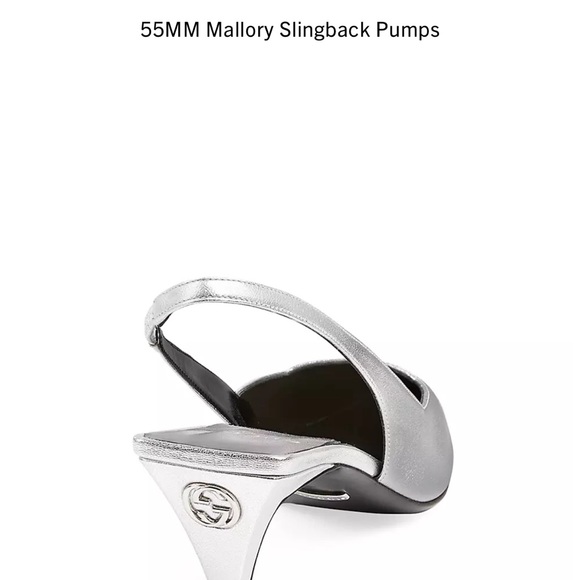 GUCCI Metallic Silver Mallory Slingback NEW. - Picture 3 of 11